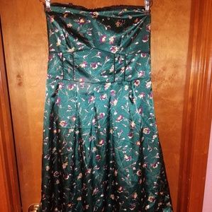 Strapless floral print dress